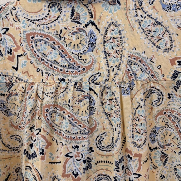 EUC J. Jill Women's Long Sleeve Paisley White Yellow Quarter Front Button Shirt - Picture 12 of 15